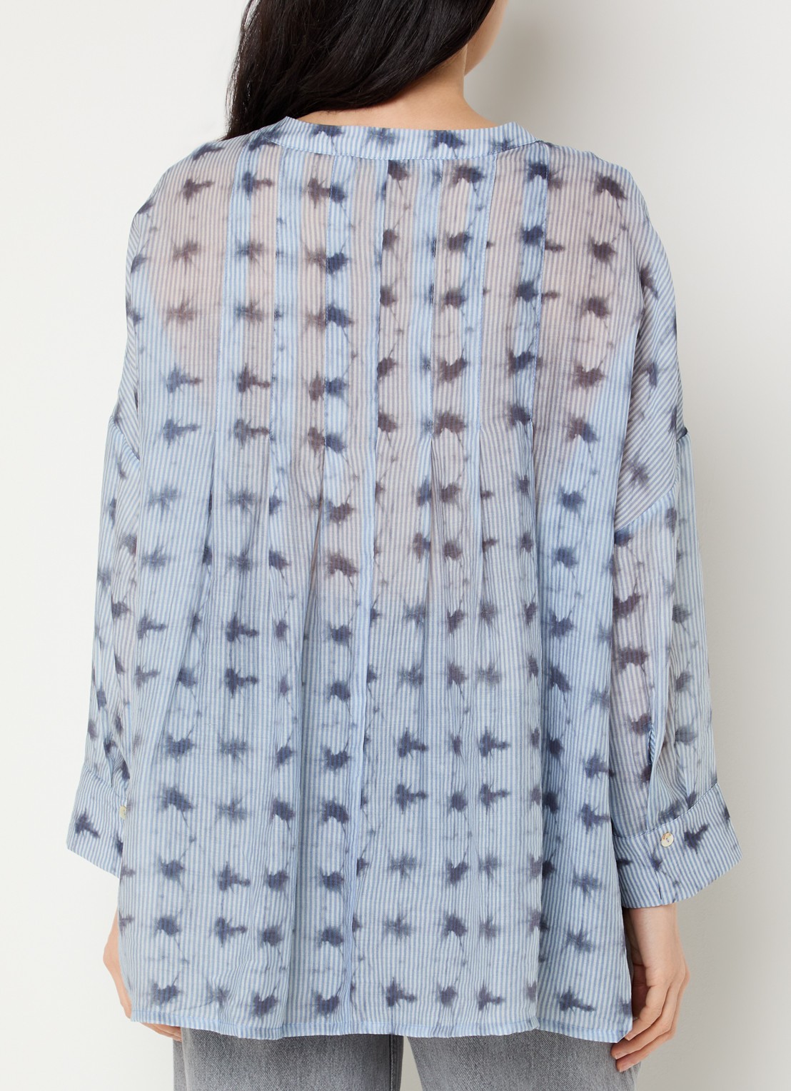 Summum Blouse met print en boothals - achterkant lichtblauw