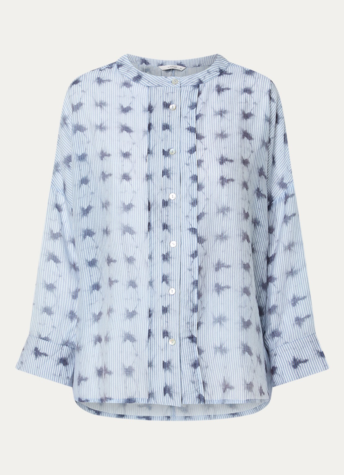 Summum Blouse met print en boothals - voorkant 2 lichtblauw