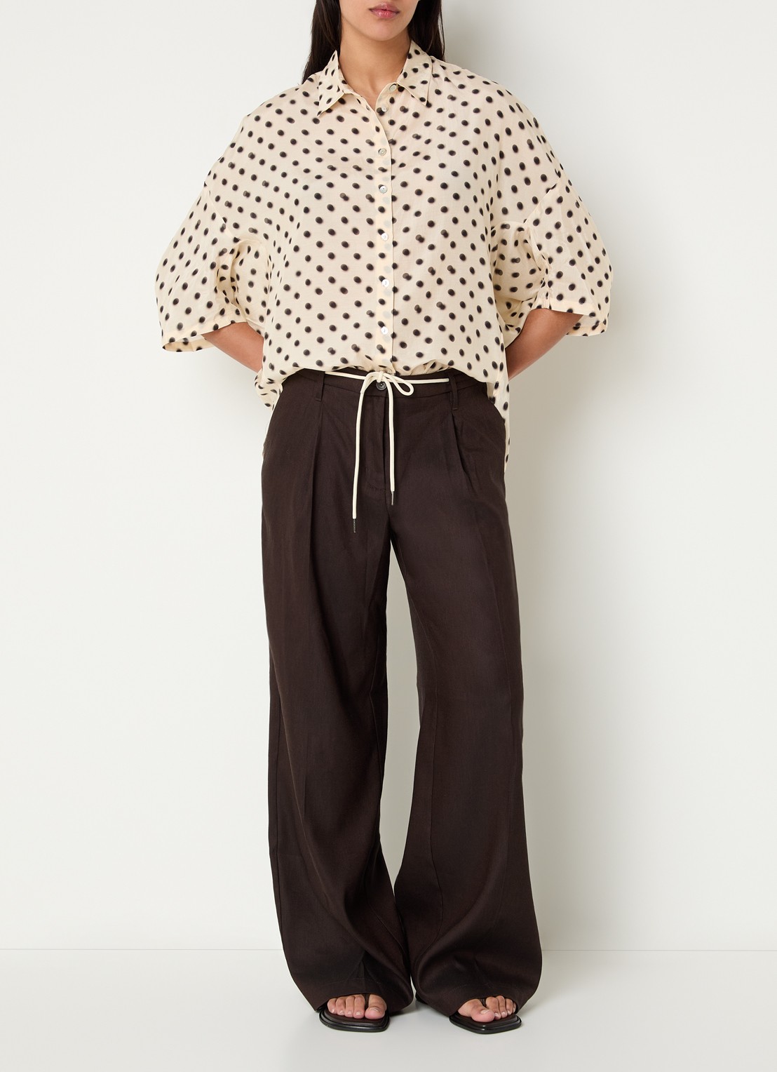 Summum Blouse met stippenprint - voorkant 4 ivoor