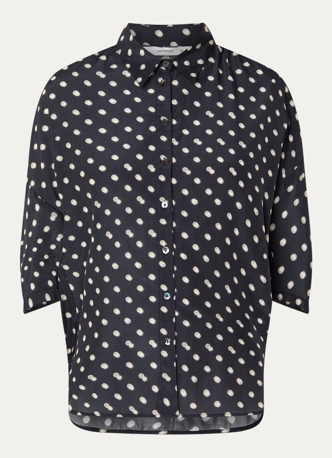 Summum Blouse met stippenprint - voorkant zwart