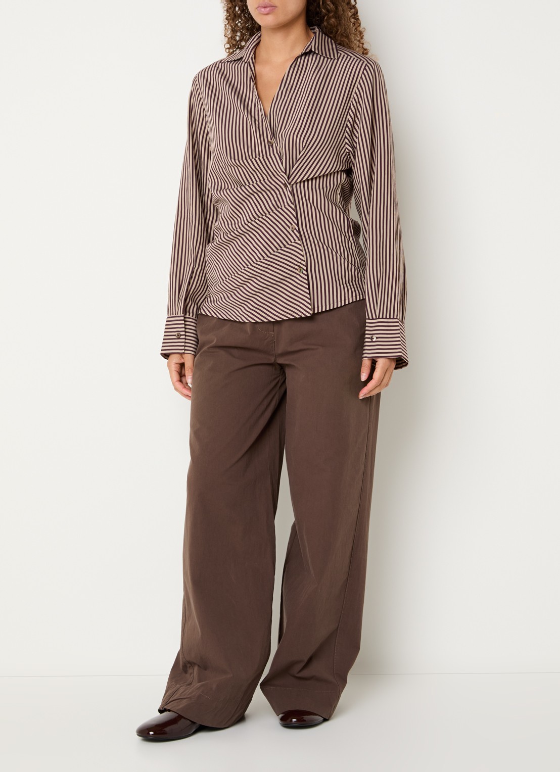 Summum Blouse met streepprint - voorkant 4 bruin