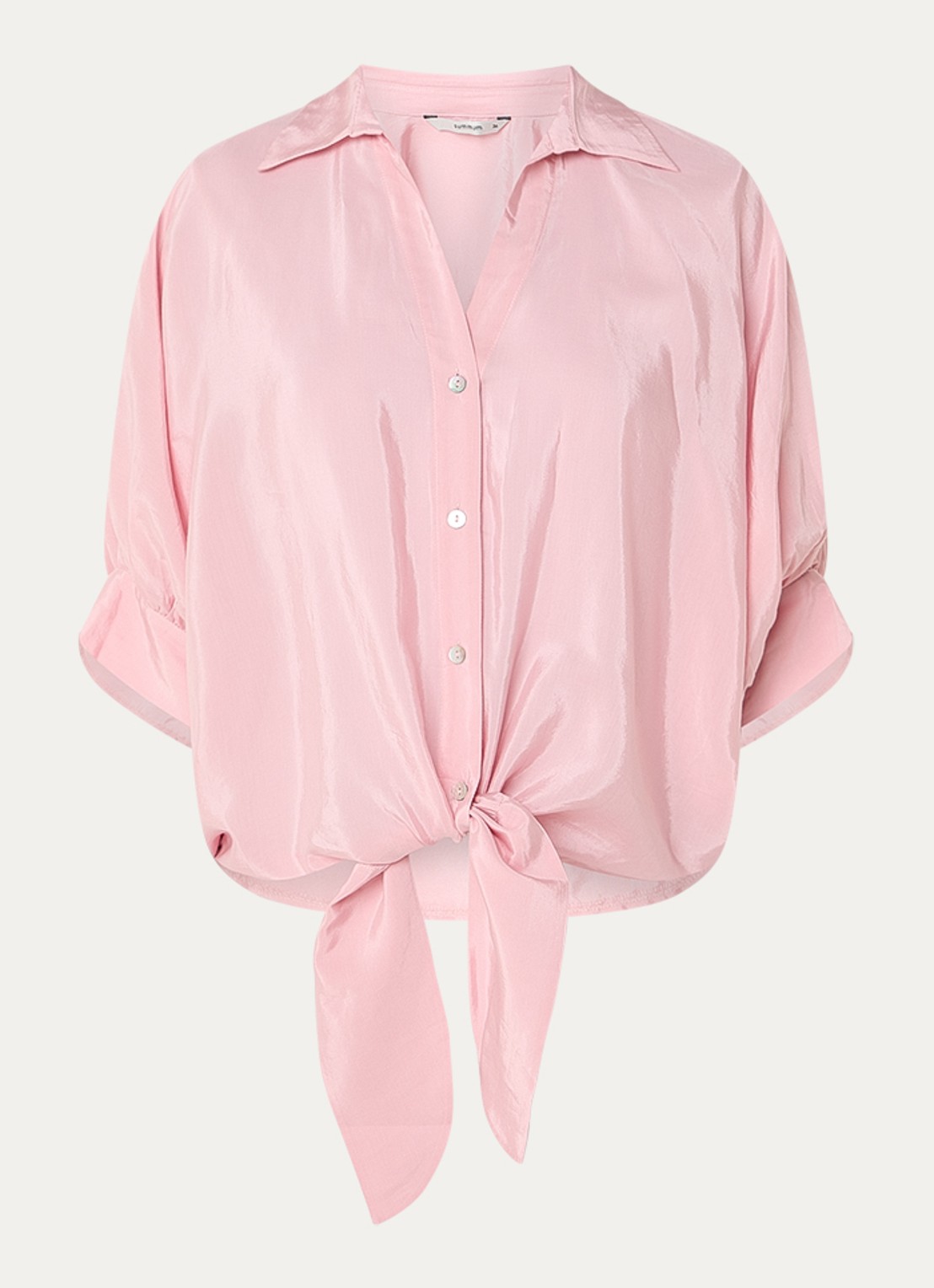 Summum Blouse met strikdetail en glanzende finish - voorkant 3 roze