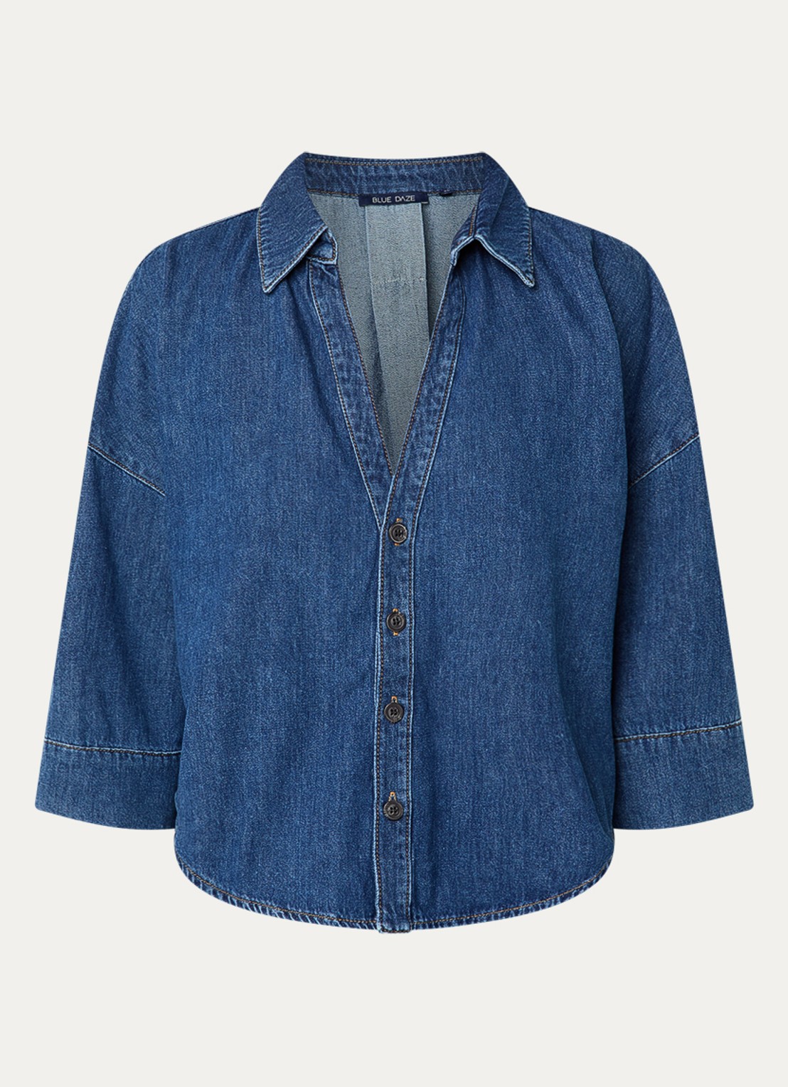 Summum Blouse van denim - voorkant indigo
