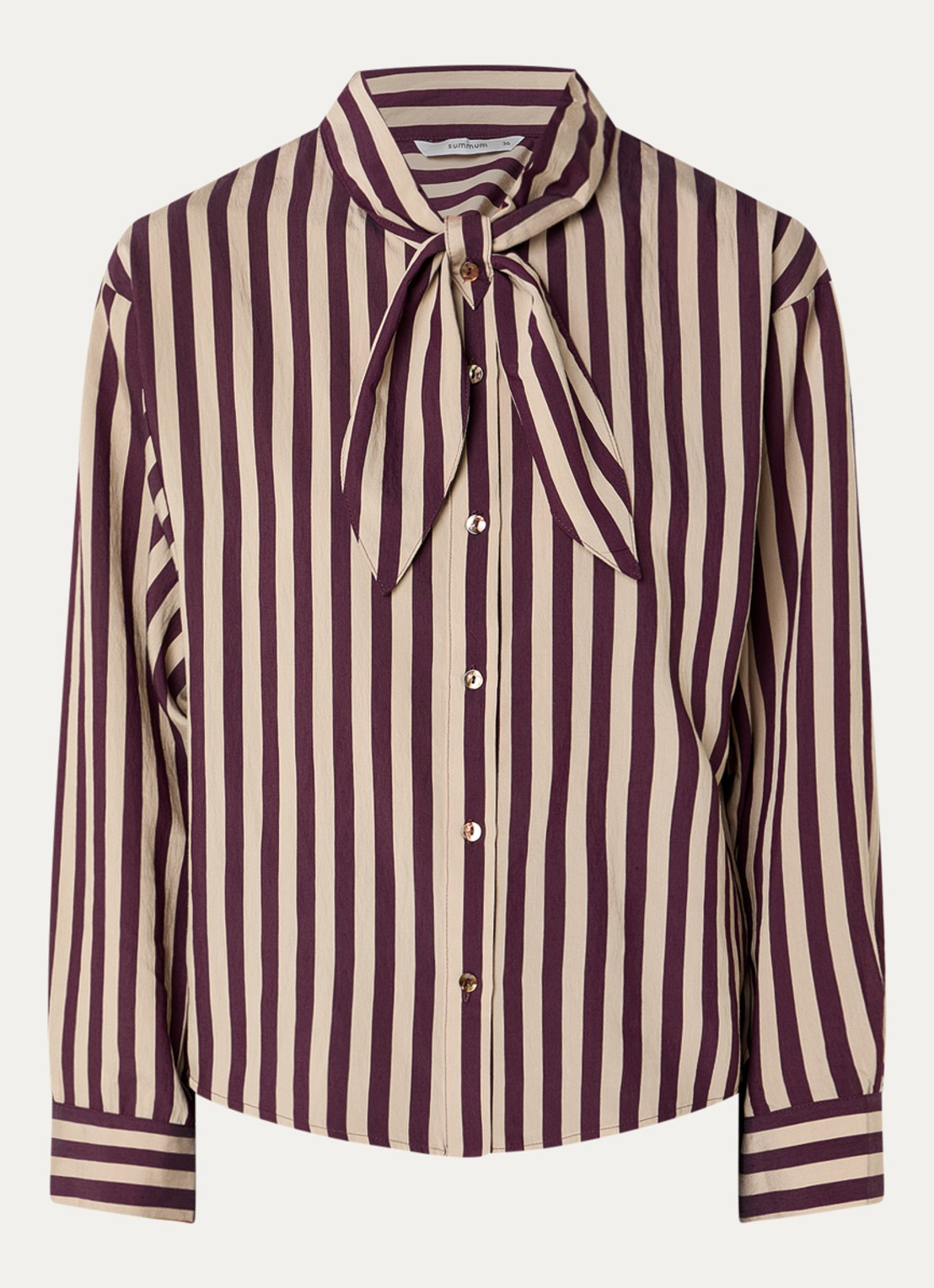 Summum Blouse van satijn met streepprint - voorkant 3 bruin