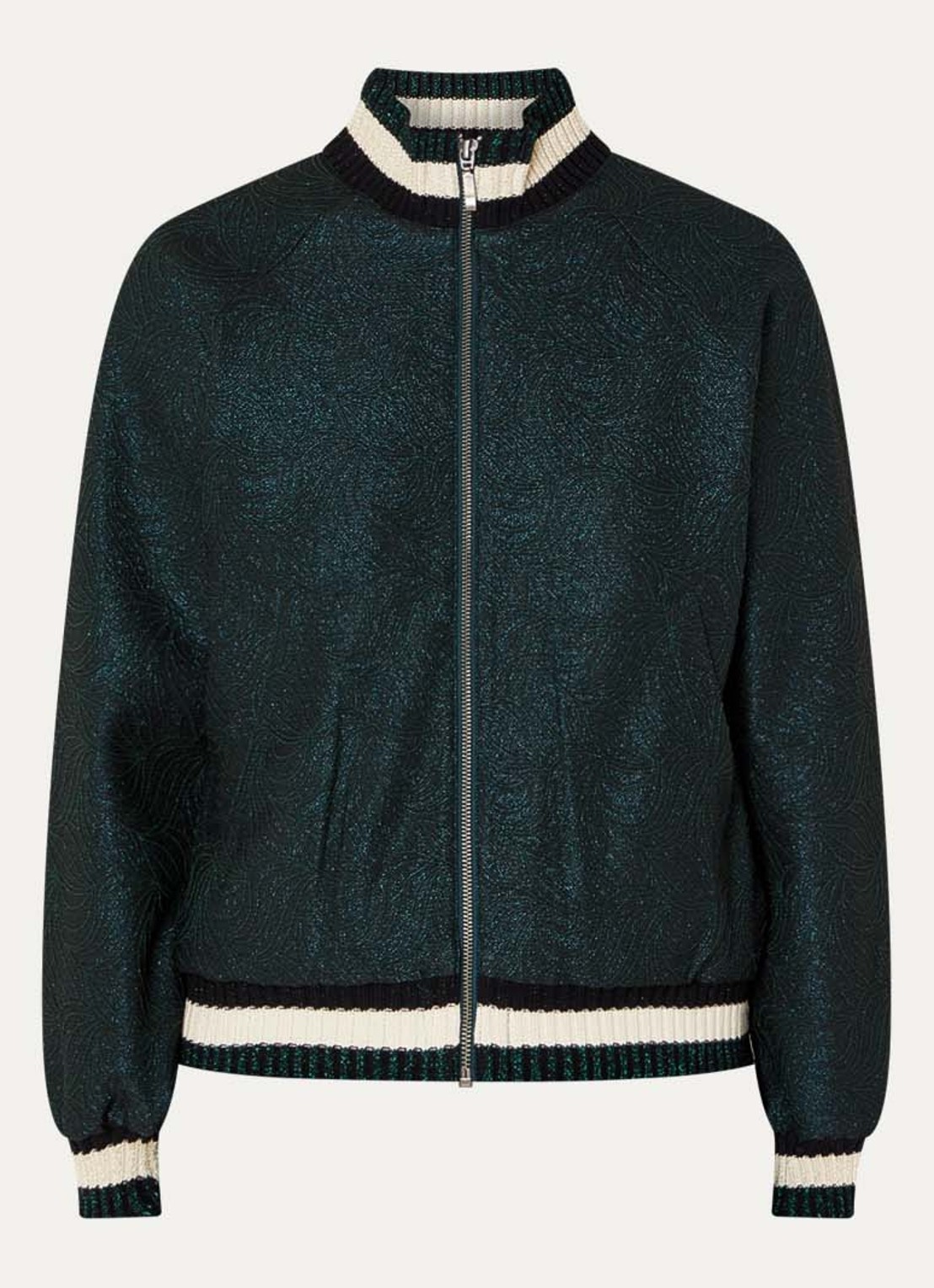 Summum Bomberjack met jacquard dessin - voorkant groen
