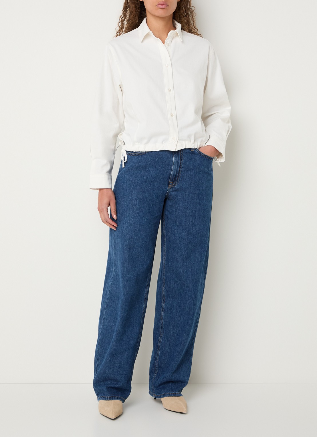 Summum Cropped blouse van katoen - voorkant 4 wit