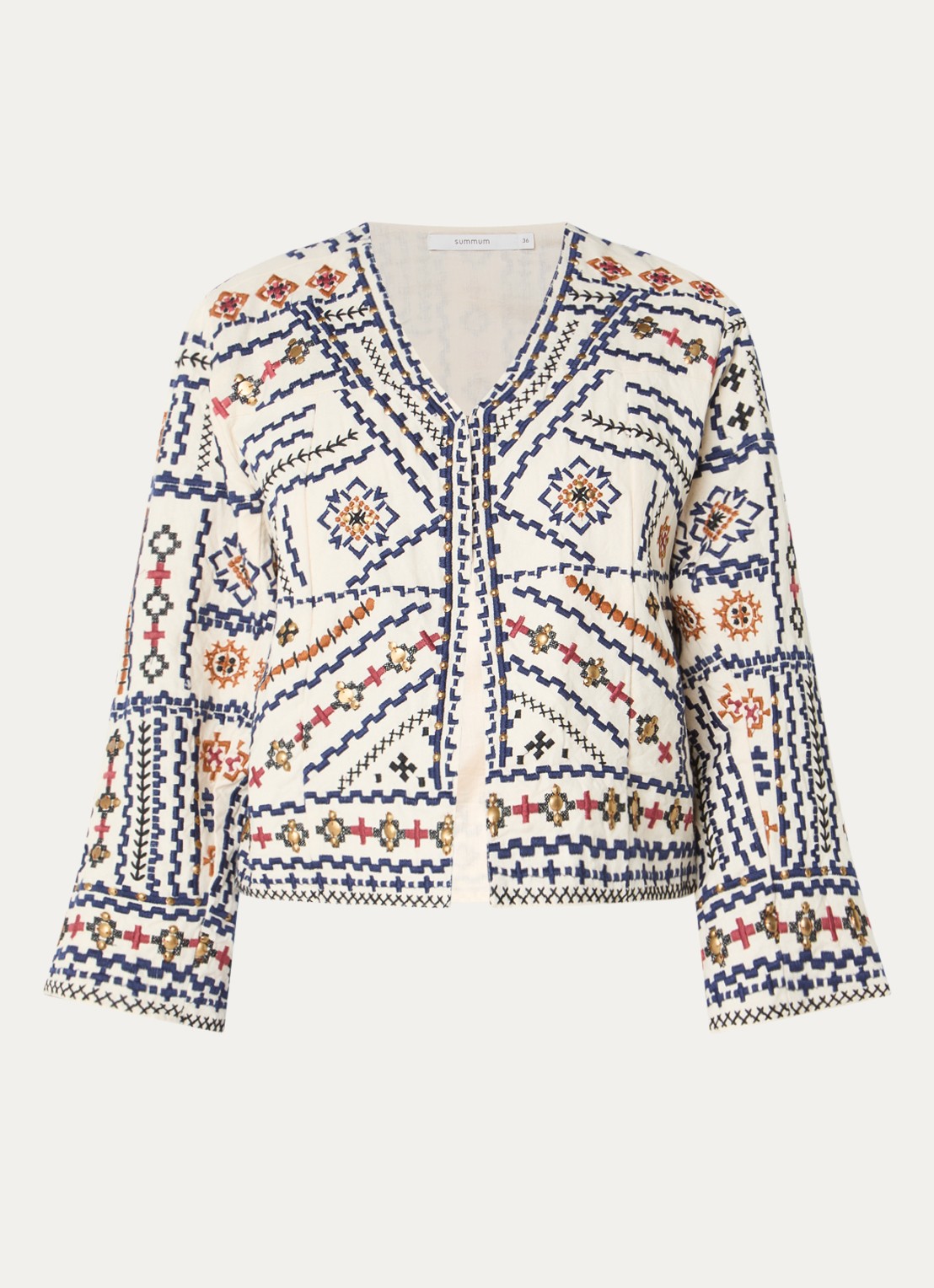 Summum Cropped jack met borduring - voorkant creme