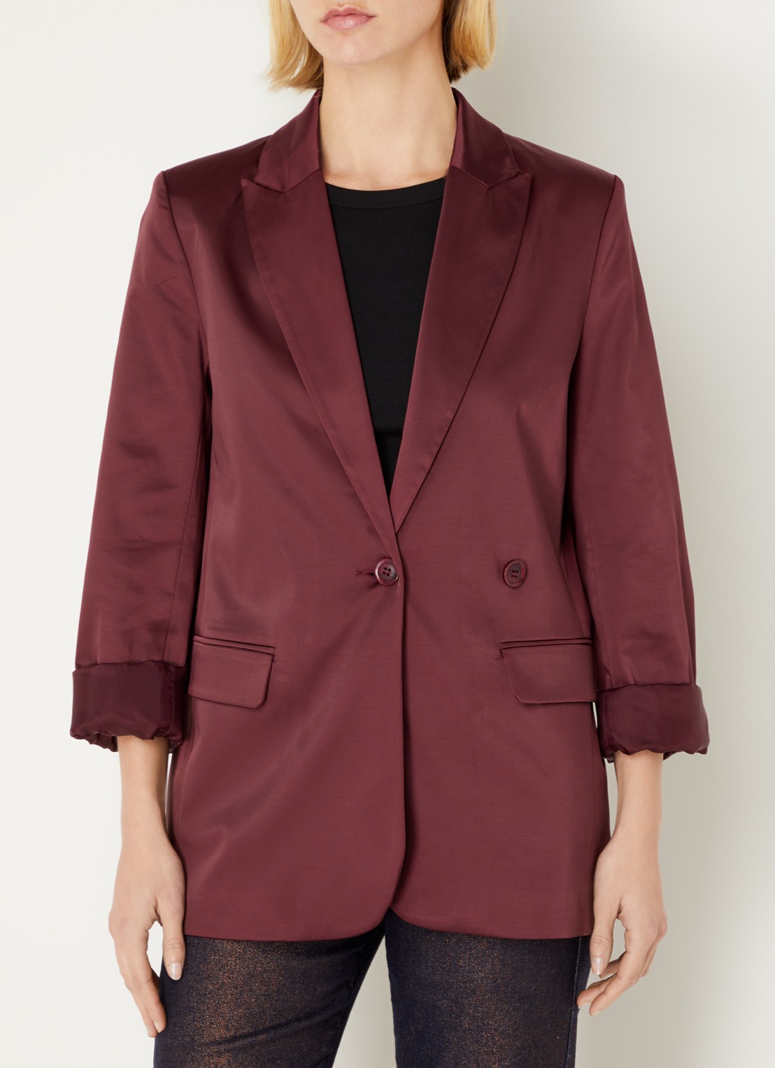 Summum Double-breasted blazer met schoudervulling - detail 4 bordeauxrood