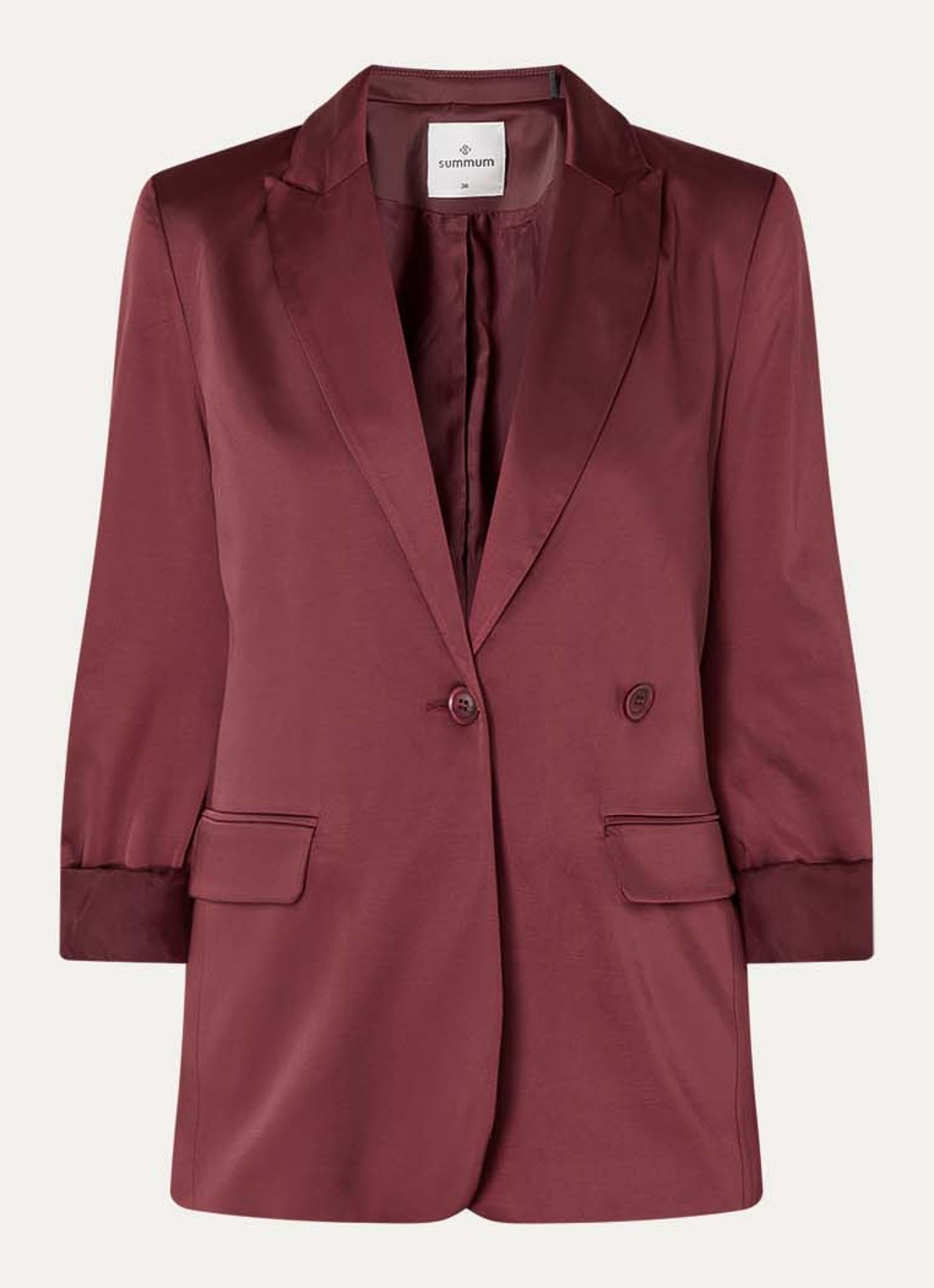Summum Double-breasted blazer met schoudervulling - voorkant bordeauxrood