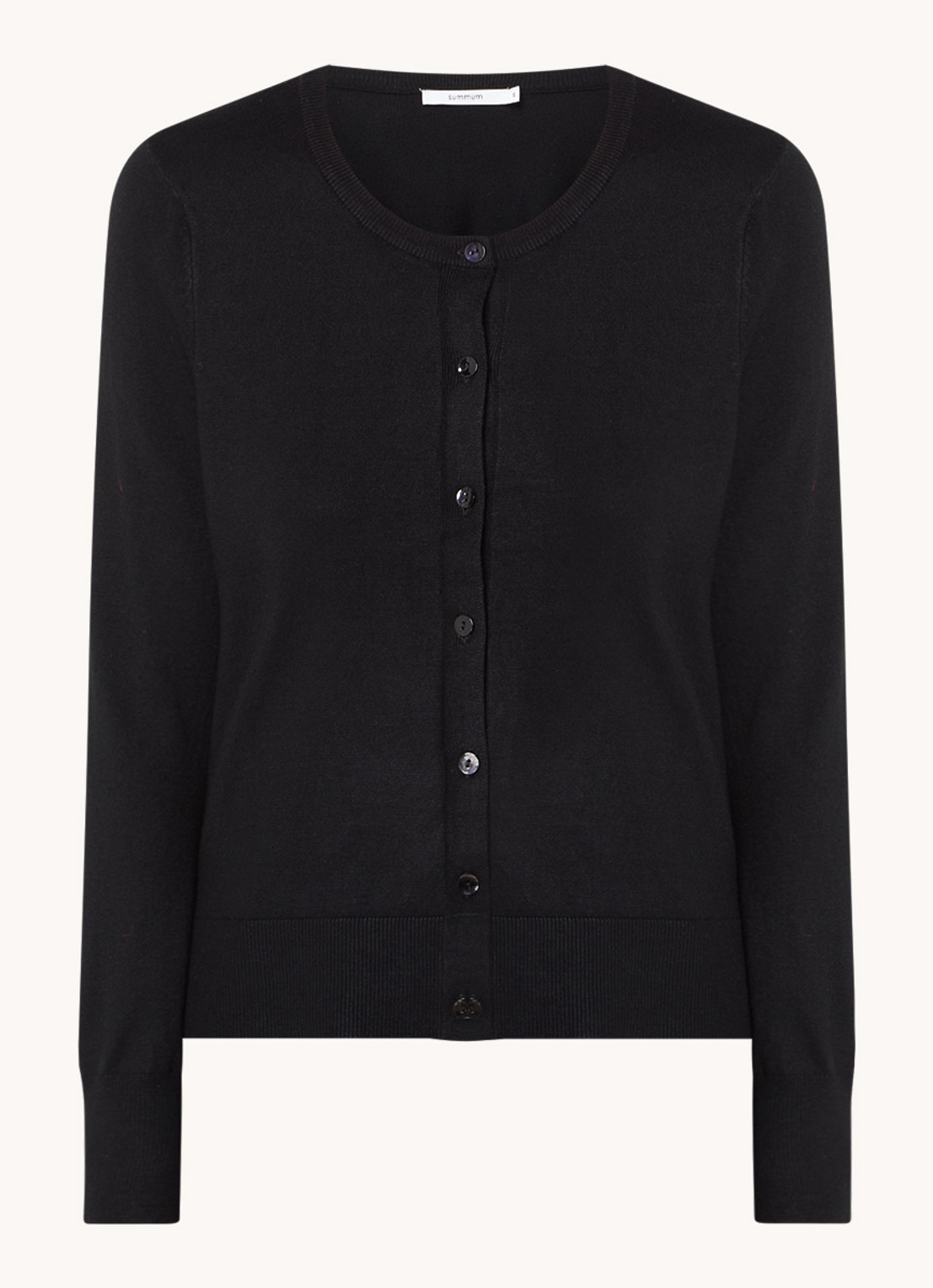 Summum Fijngebreid vest met ronde hals - voorkant 2 zwart