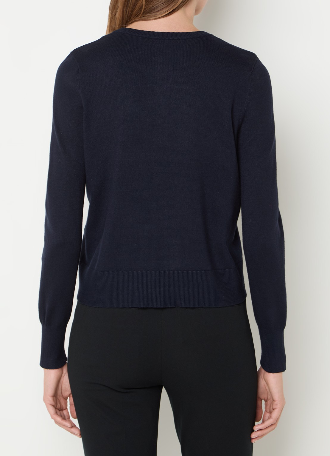 Summum Fijngebreid vest met ronde hals - achterkant donkerblauw