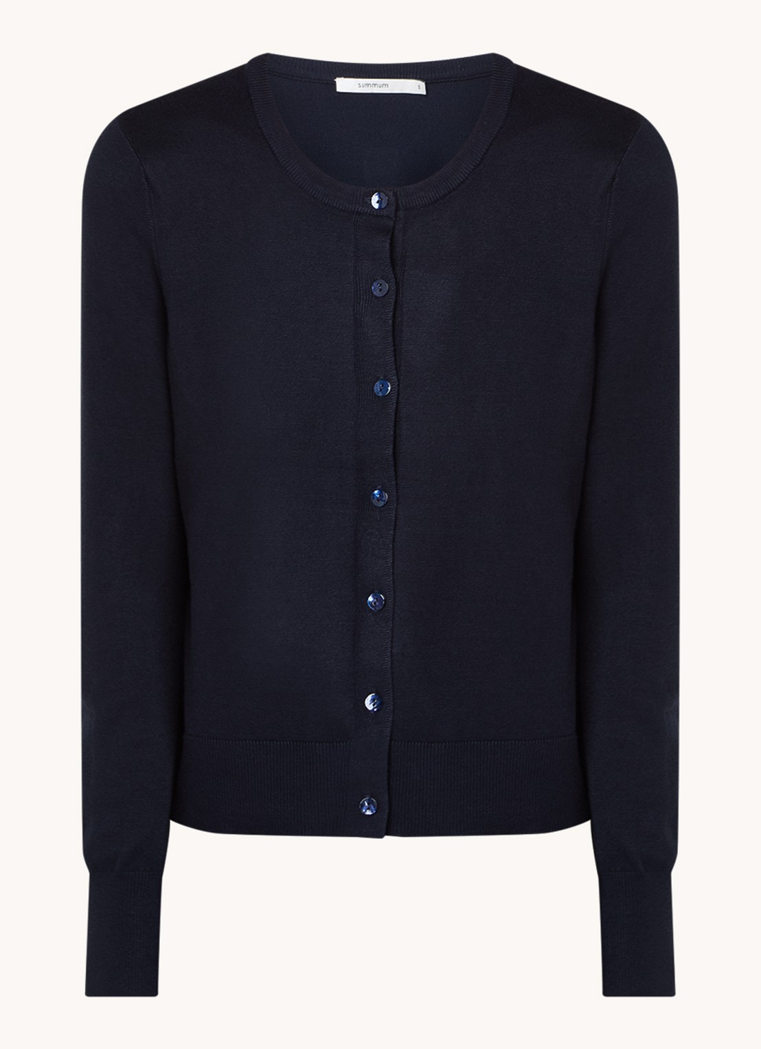 Summum Fijngebreid vest met ronde hals - voorkant 3 donkerblauw