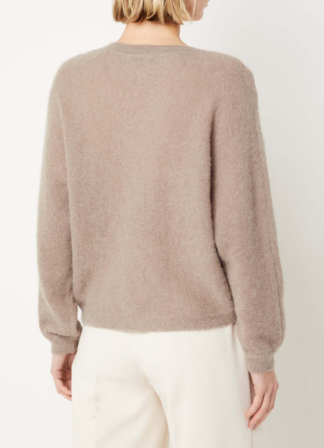Summum Fijngebreid vest met V-hals - achterkant 4 khaki