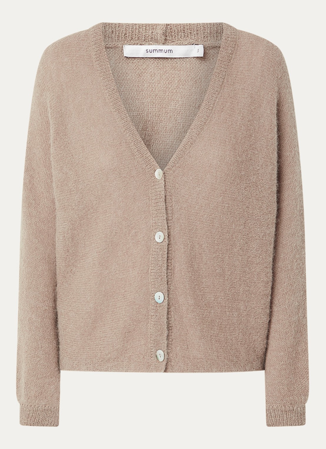 Summum Fijngebreid vest met V-hals - voorkant khaki