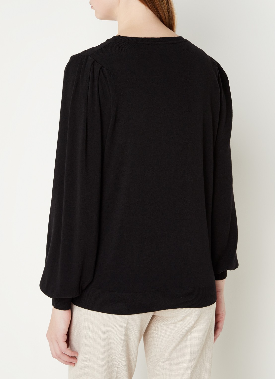 Summum Fijngebreide pullover met ballonmouw - achterkant 4 zwart