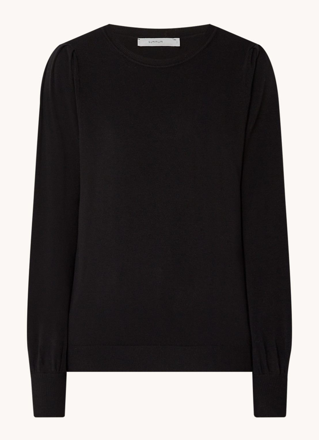 Summum Fijngebreide pullover met ballonmouw - voorkant 2 zwart
