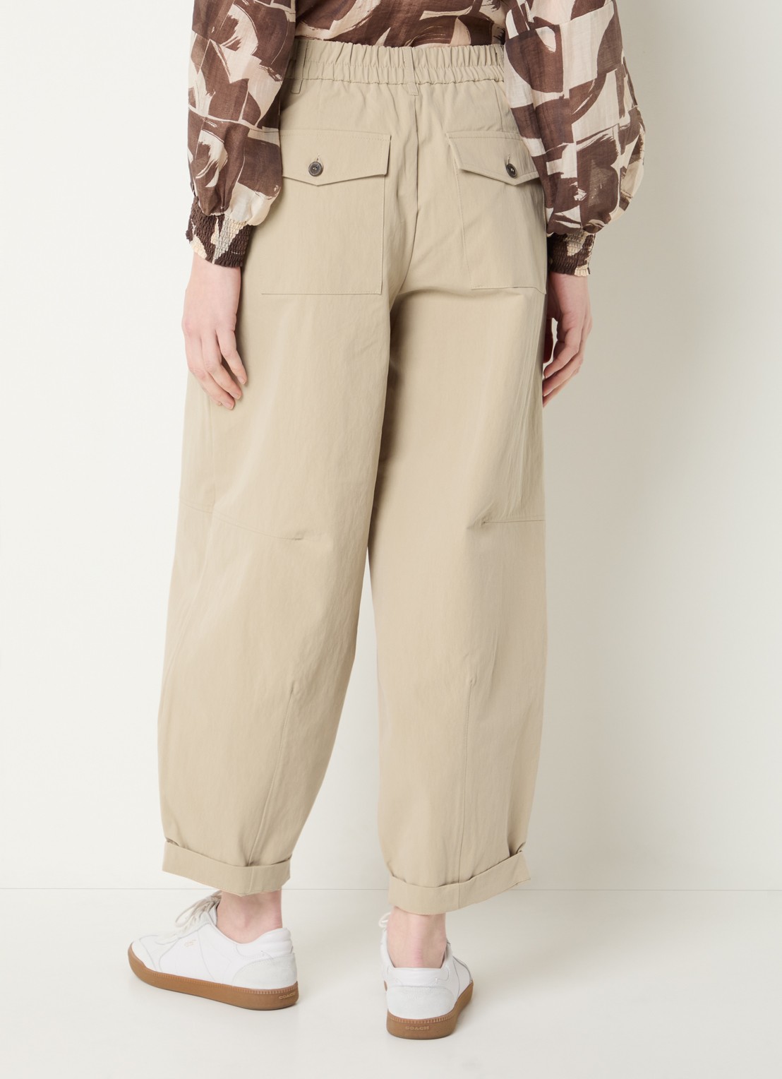 Summum High waist balloon fit broek met steekzakken - achterkant 2 beige