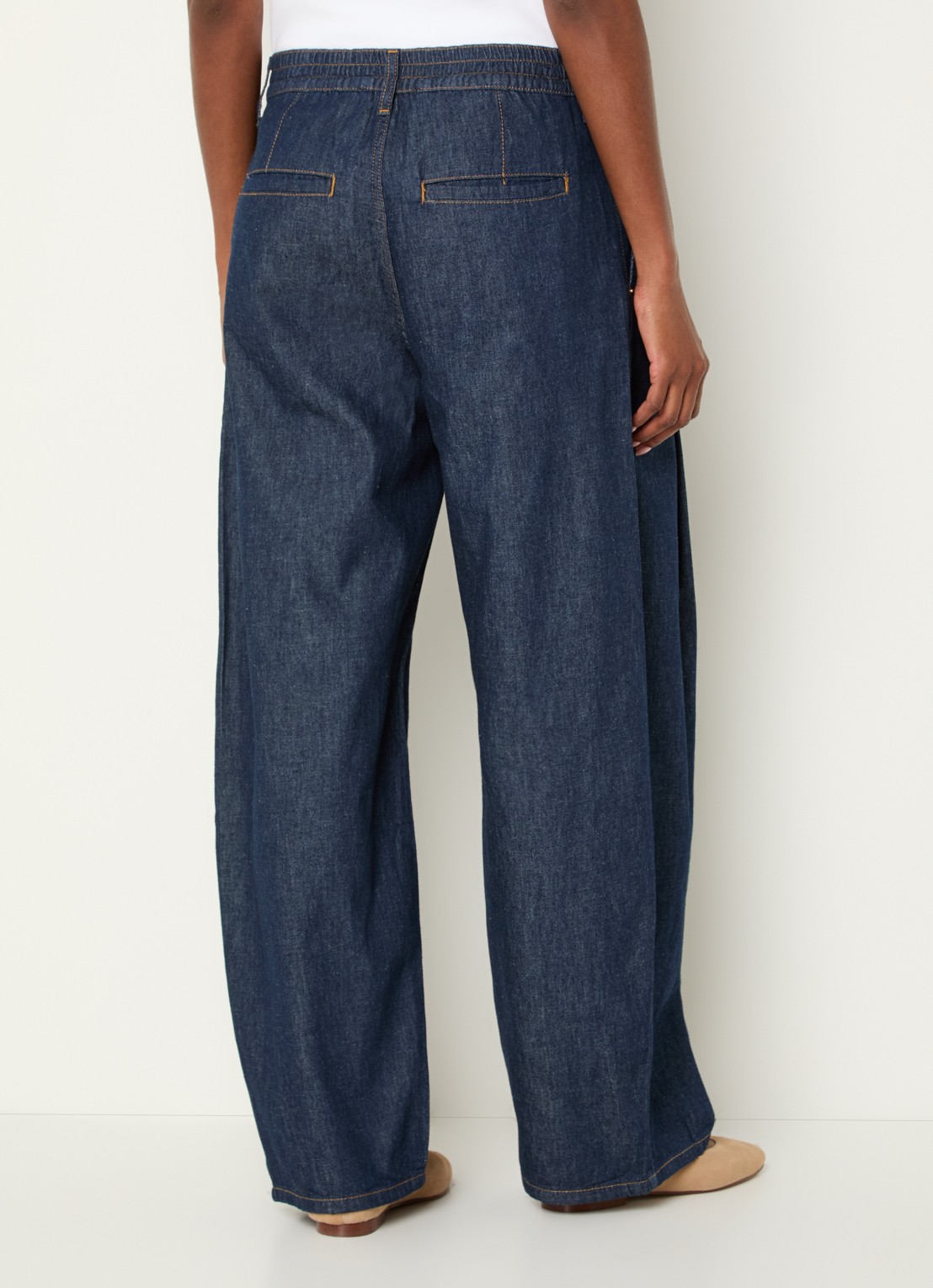 Summum High waist balloon fit jeans met donkere wassing - achterkant indigo