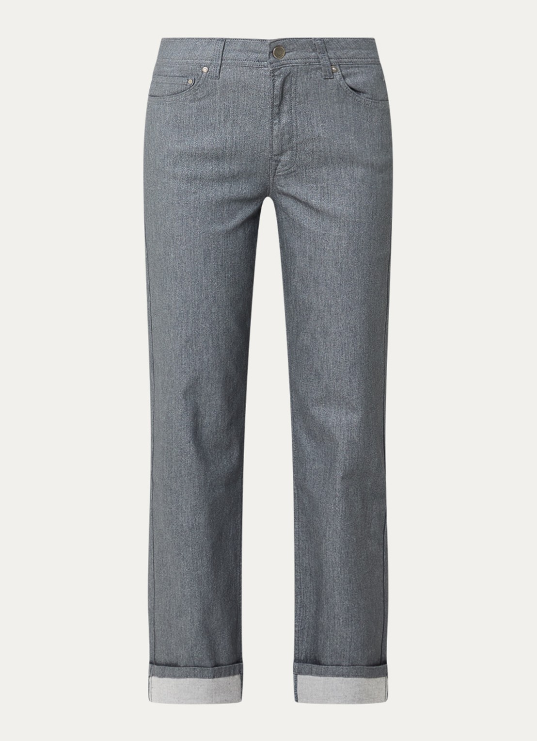 Summum High waist cropped chino met lurex - voorkant 4 grijs