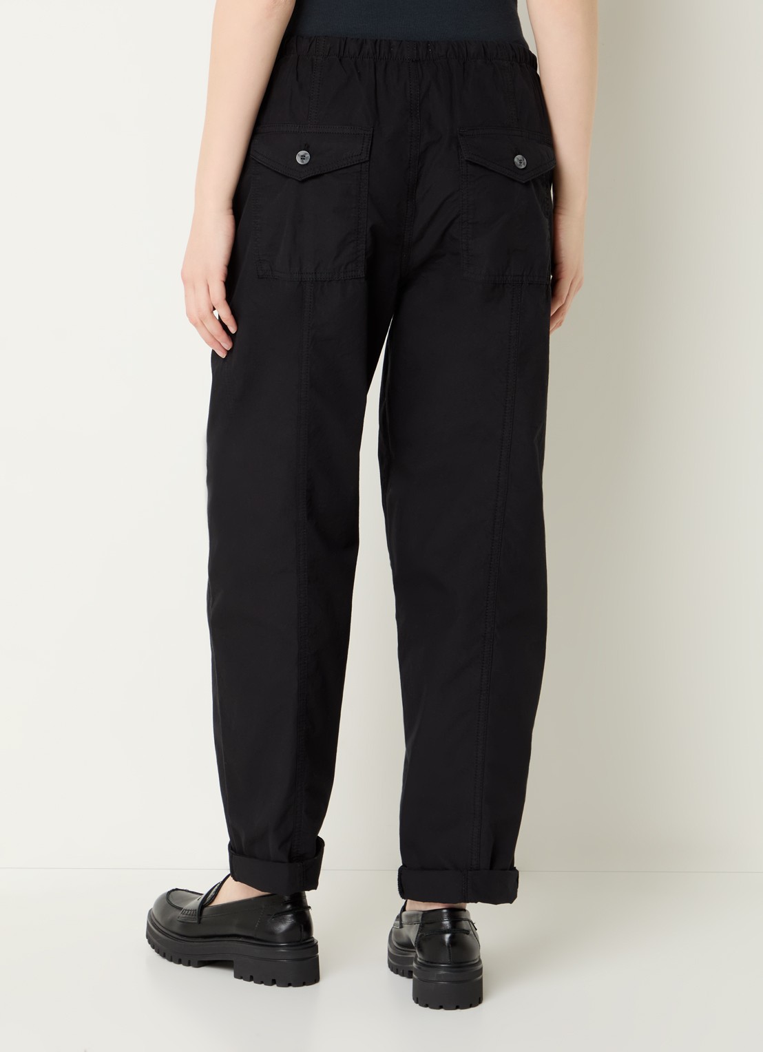 Summum High waist loose fit broek met steekzakken - achterkant 4 zwart