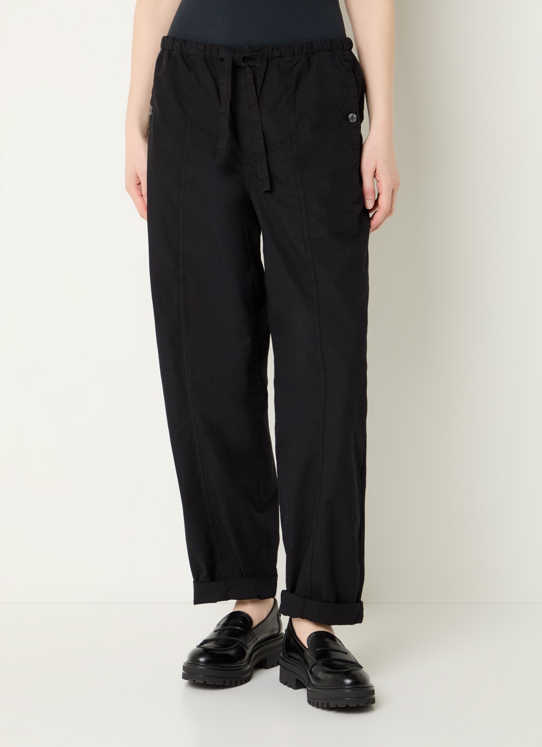 Summum High waist loose fit broek met steekzakken - detail 3 zwart