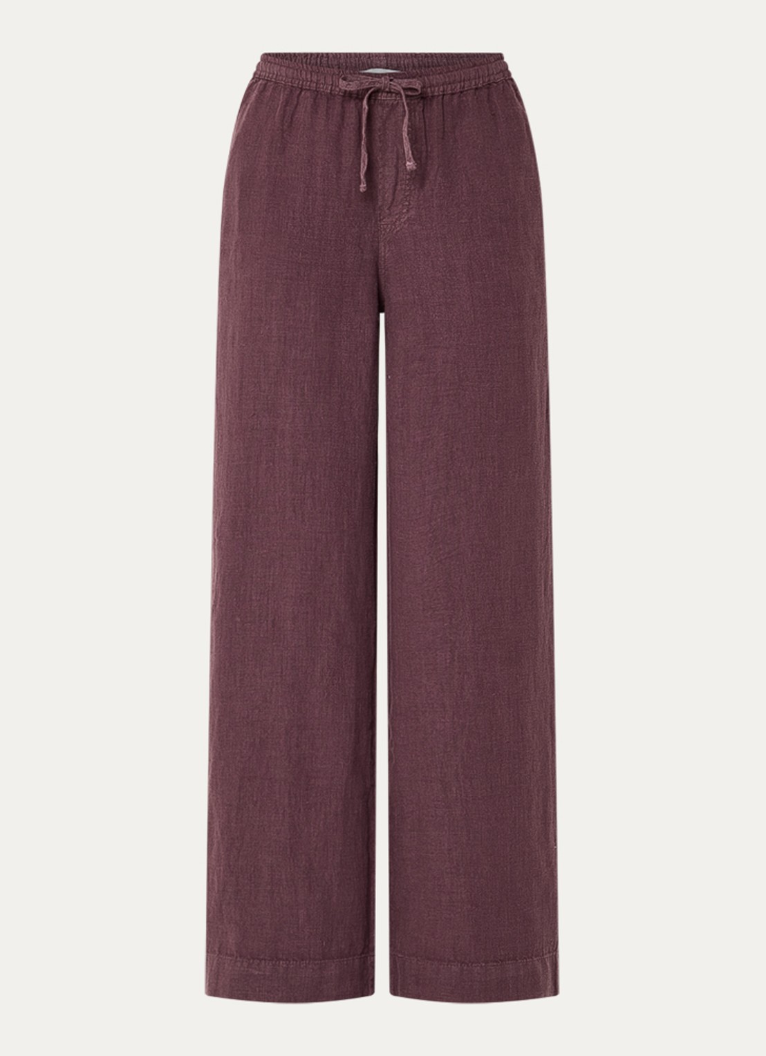 Summum High waist loose fit broek van linnen met steekzakken - voorkant 3 aubergine