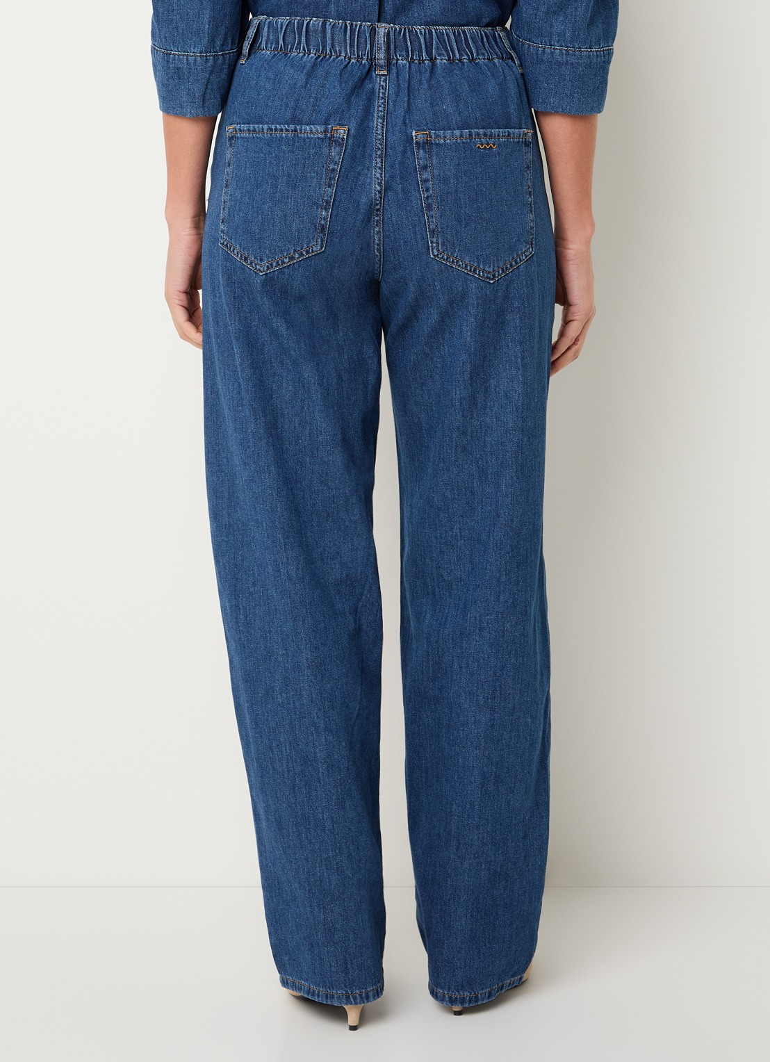 Summum High waist loose fit jeans met donkere wassing - achterkant indigo