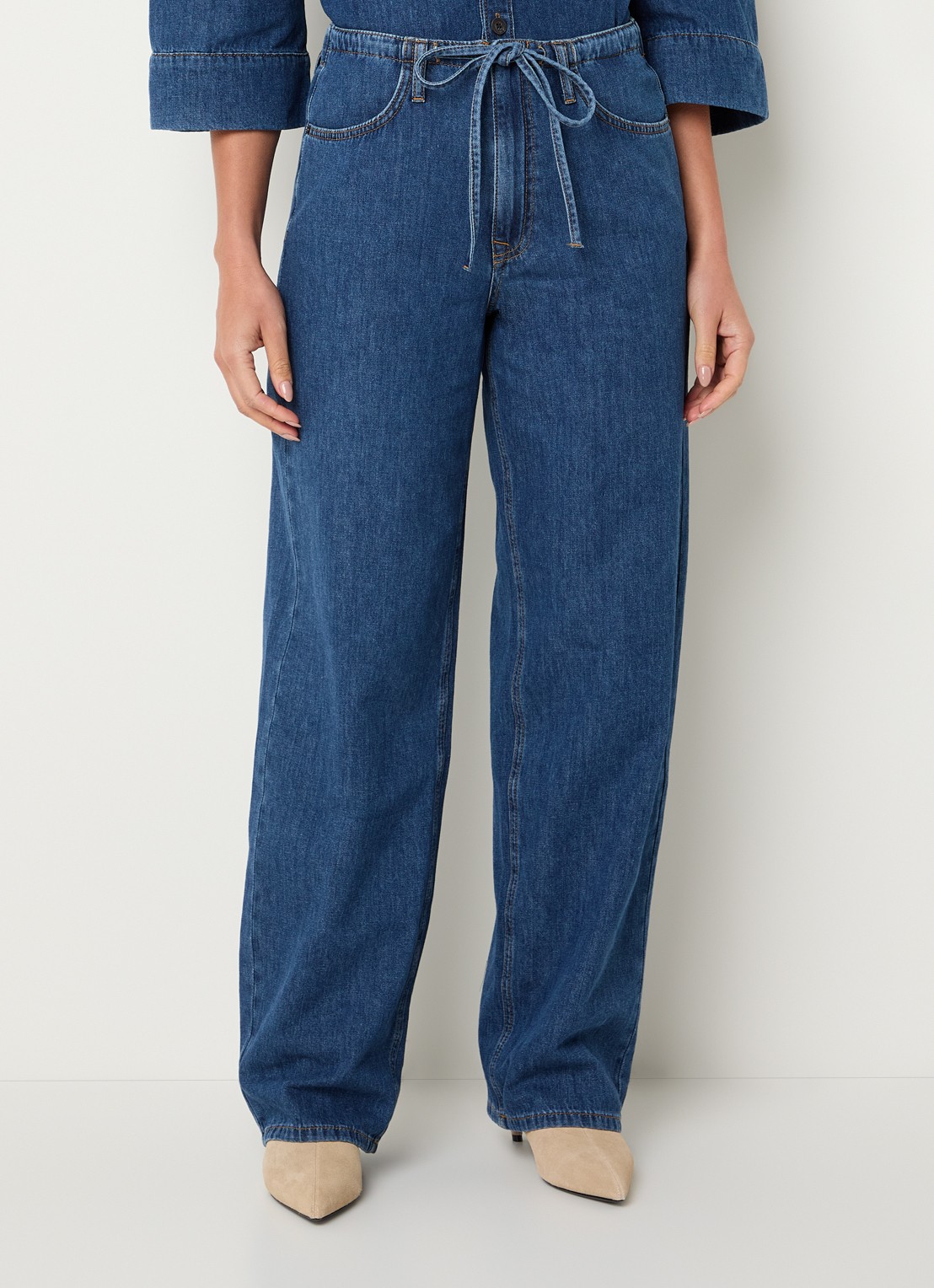 Summum High waist loose fit jeans met donkere wassing - detail 2 indigo