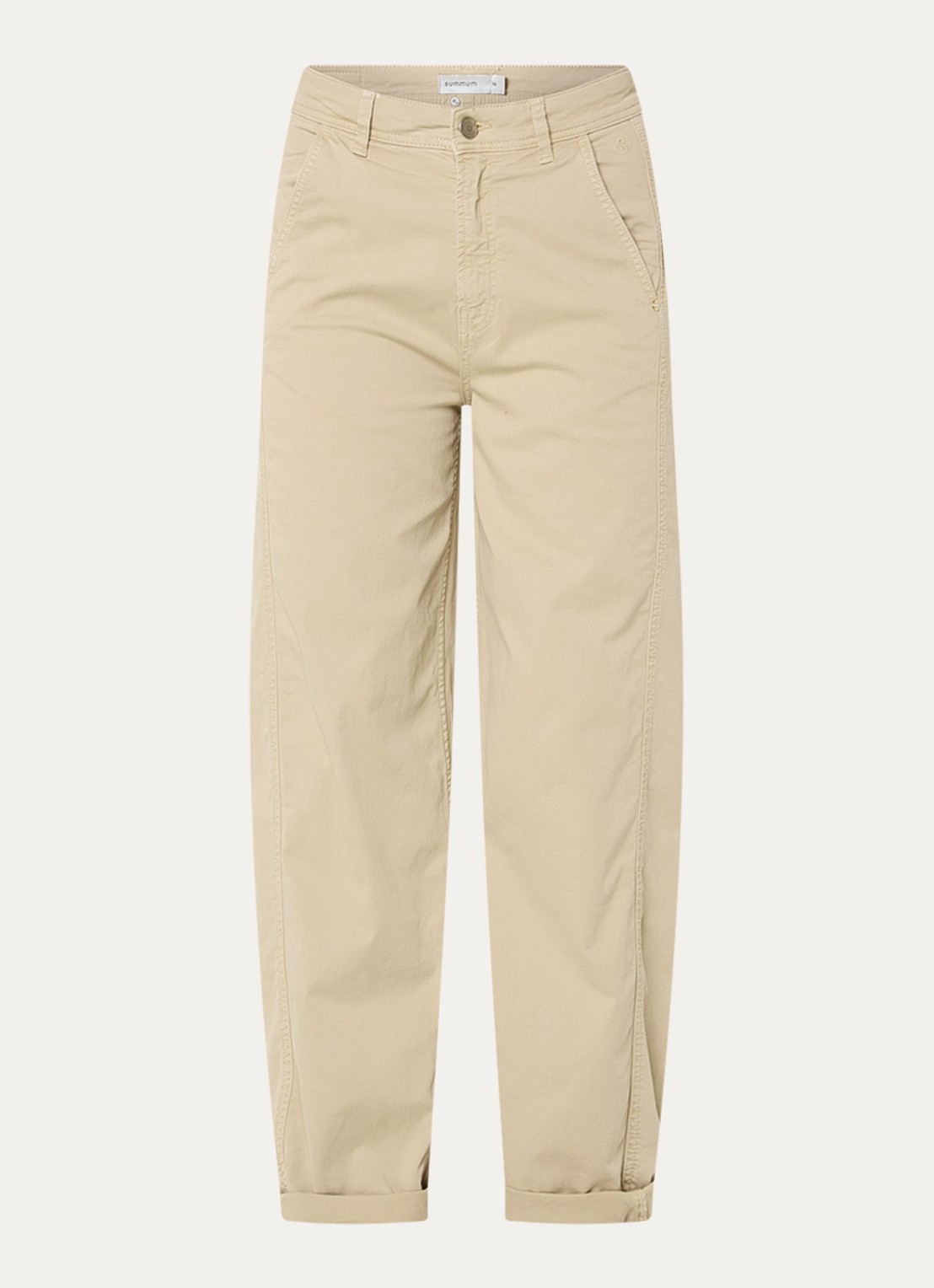 Summum High waist straight fit broek met steekzakken - voorkant 2 beige