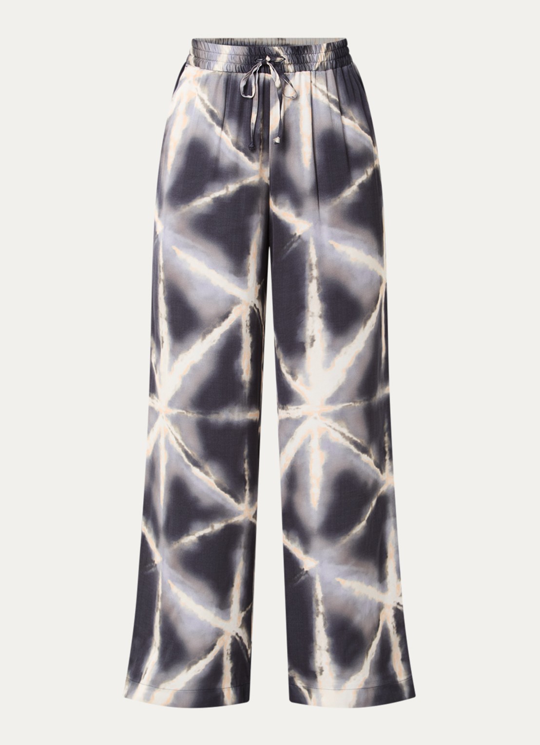 Summum High waist straight fit broek met tie-dye dessin en glanzende finish - voorkant blauw