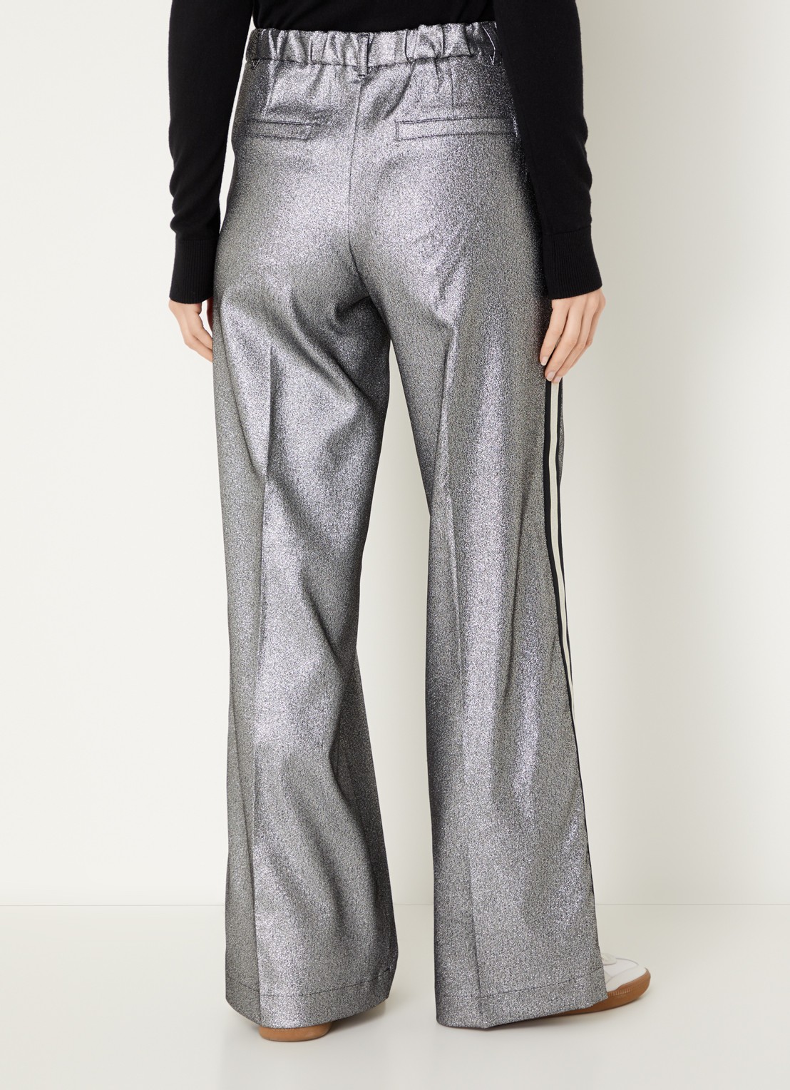 Summum High waist straight fit pantalon met metallic finish - achterkant zilver