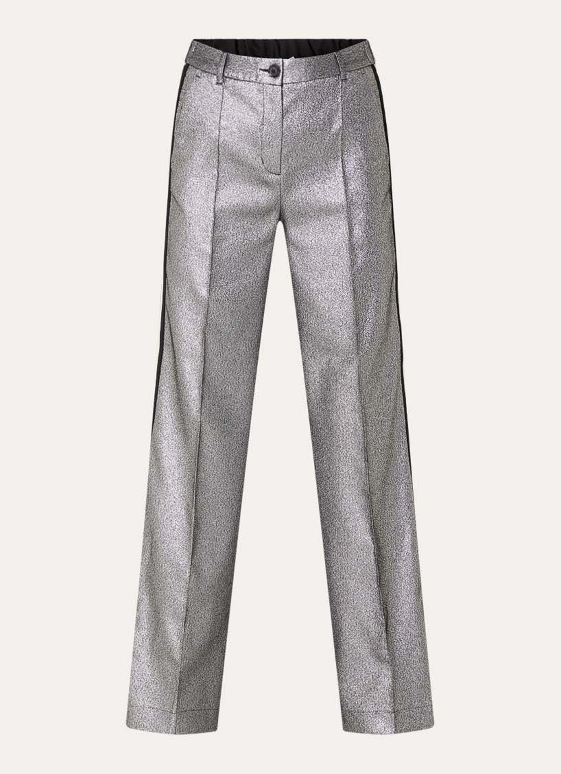 Summum High waist straight fit pantalon met metallic finish - voorkant 2 zilver