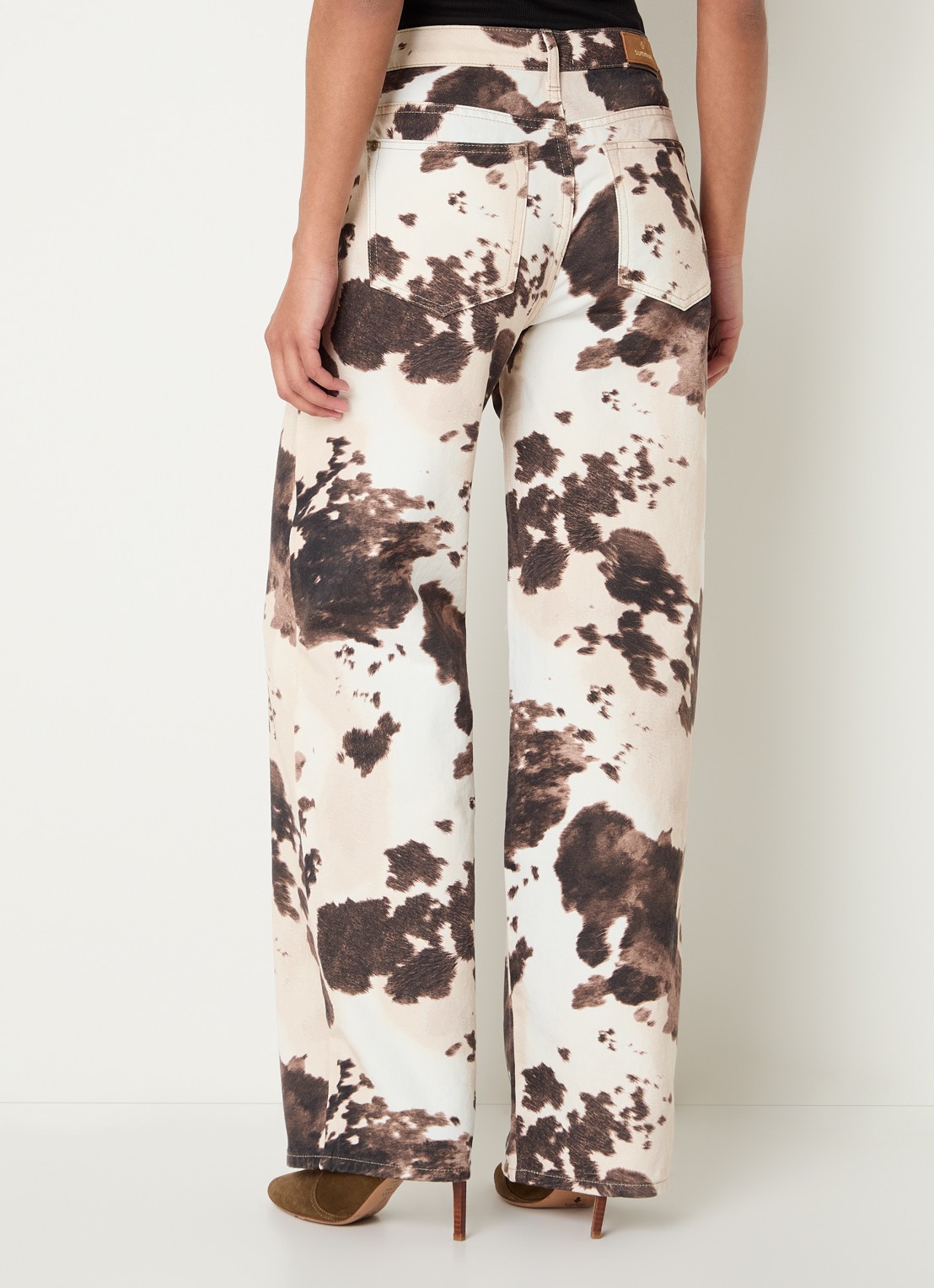 Summum High waist straight leg jeans met dierenprint - achterkant bruin