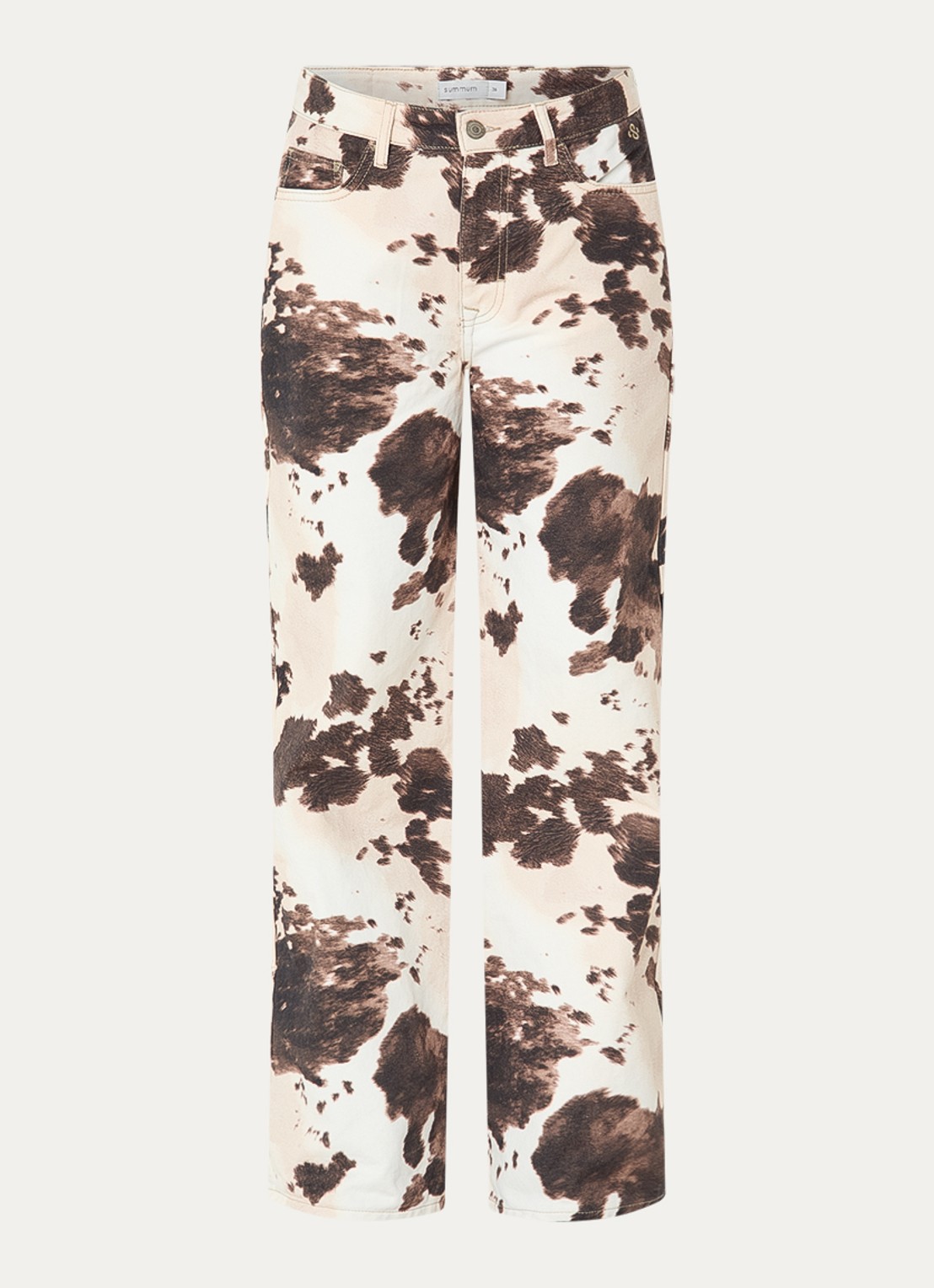 Summum High waist straight leg jeans met dierenprint - voorkant 4 bruin
