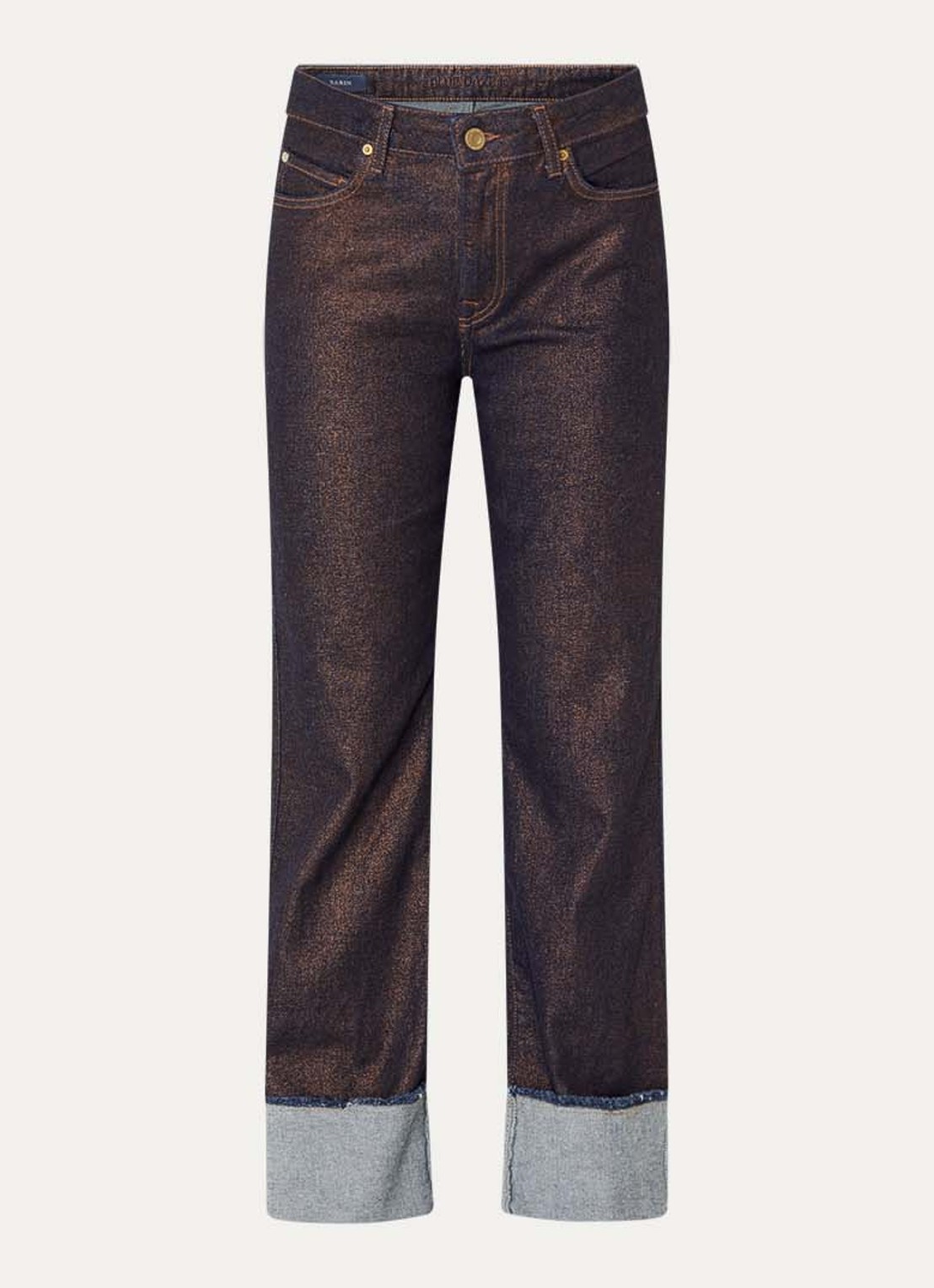 Summum High waist straight leg jeans met lurex - voorkant 2 roodbruin