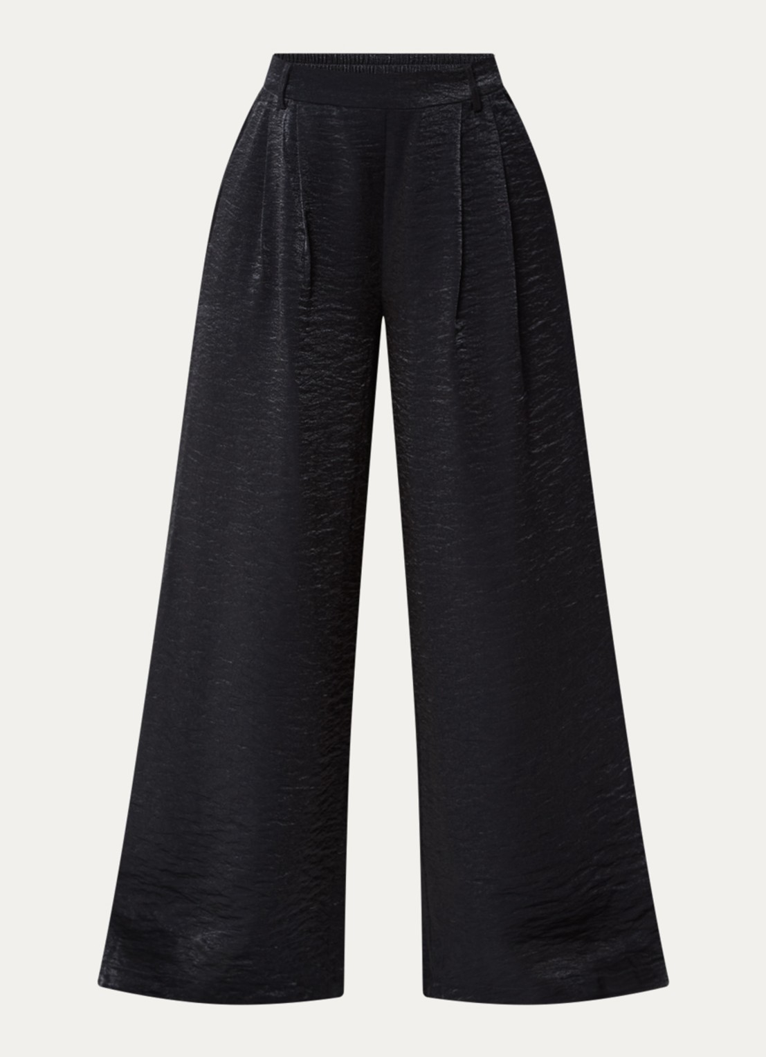 Summum High waist wide fit broek met lurex en structuur - voorkant 3 donkerblauw