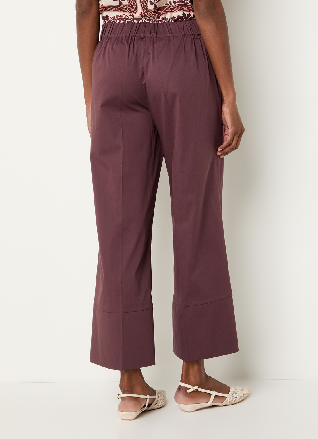 Summum High waist wide fit cropped pantalon met split - achterkant 3 aubergine