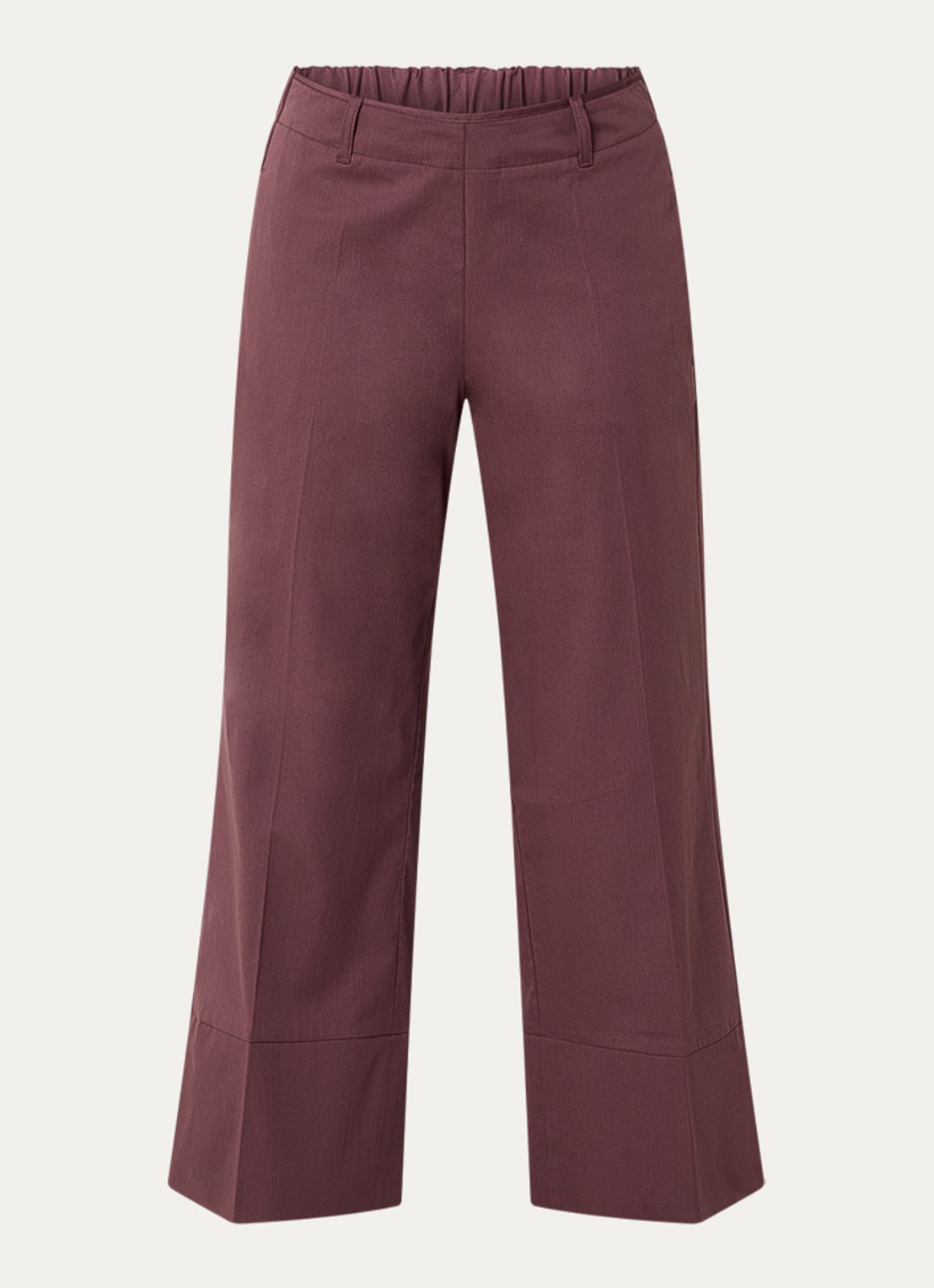 Summum High waist wide fit cropped pantalon met split - voorkant aubergine