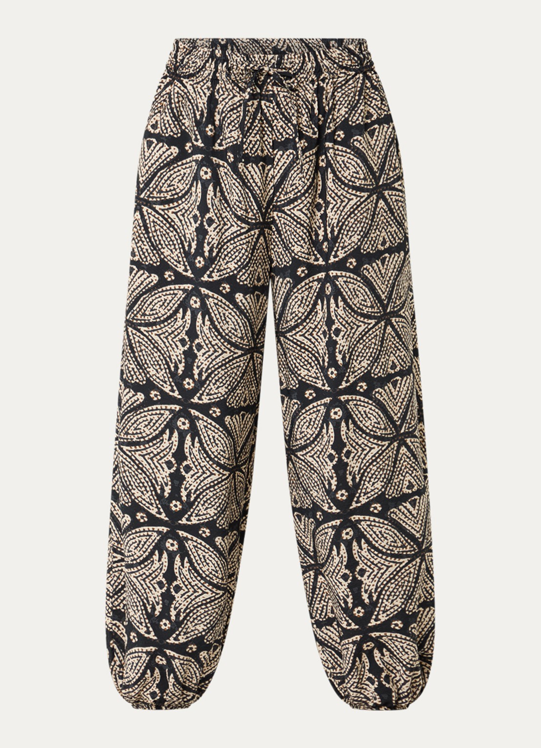 Summum High waist wide fit palazzo broek met print - voorkant 2 zwart