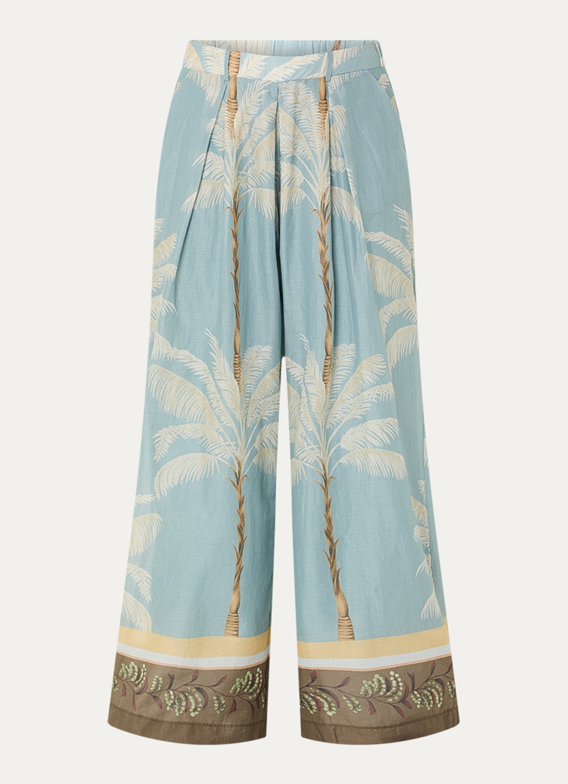 Summum High waist wide fit palazzobroek met print en steekzakken - voorkant 2 blauw