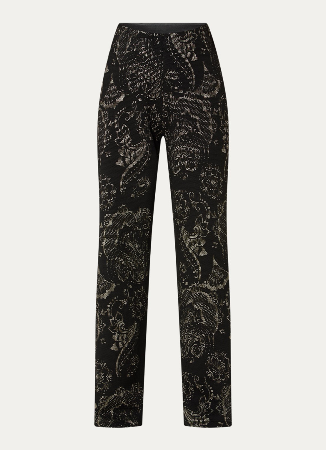 Summum High waist wide fit pantalon met jacquard dessin en lurex - voorkant 2 zwart