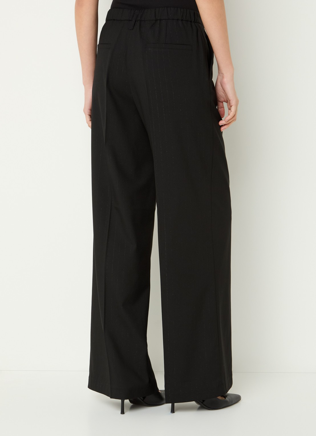 Summum High waist wide fit pantalon met lurex - achterkant zwart
