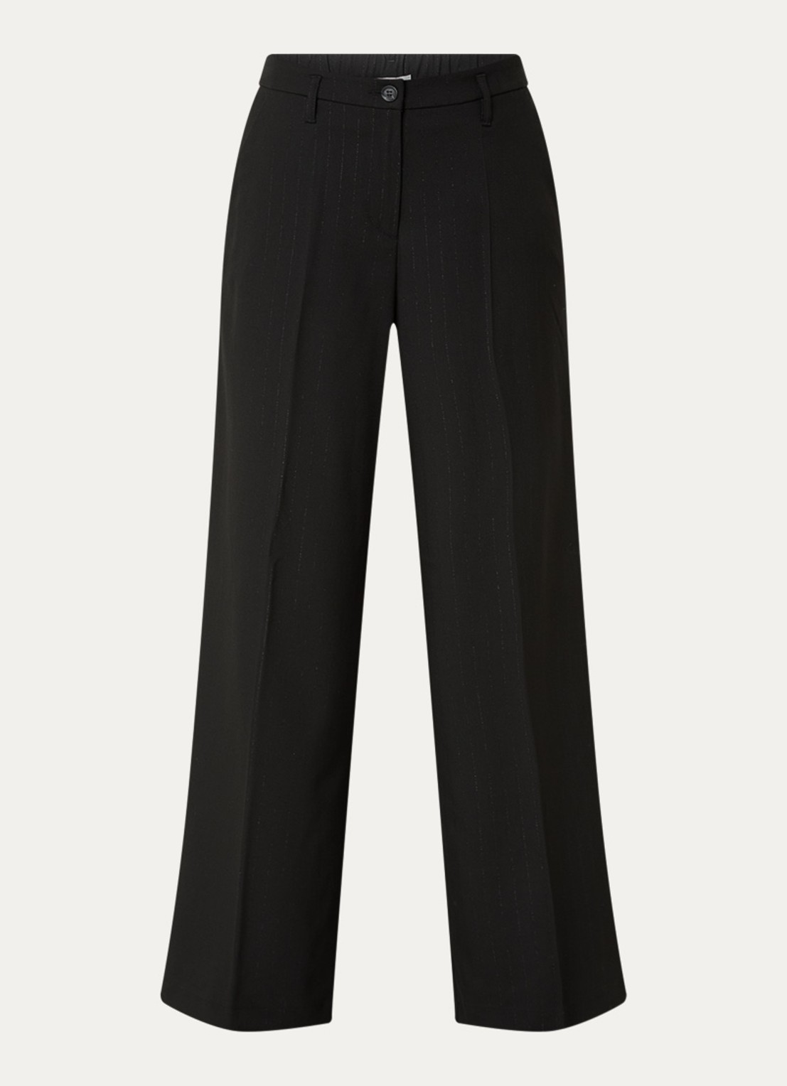 Summum High waist wide fit pantalon met lurex - voorkant 2 zwart