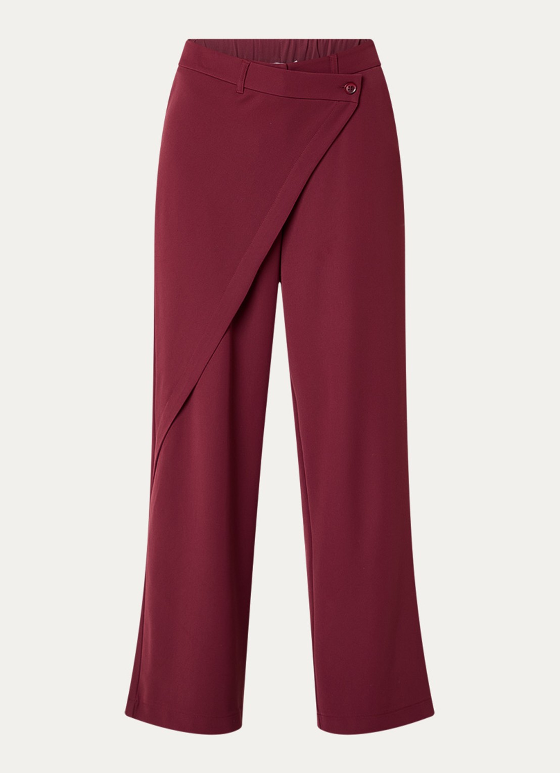 Summum High waist wide fit pantalon met overslag  - voorkant 3 bordeauxrood