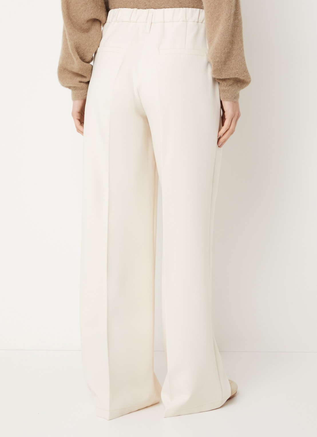 Summum High waist wide fit pantalon met steekzakken - achterkant 4 ivoor