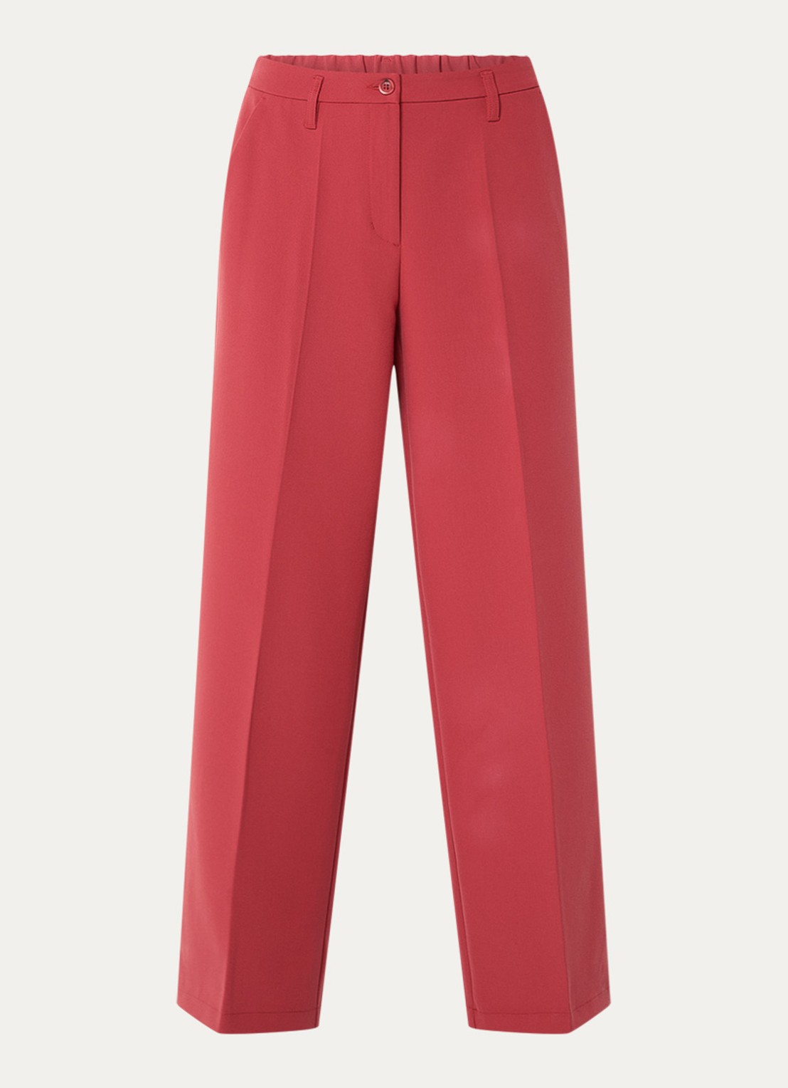 Summum High waist wide fit pantalon met steekzakken - voorkant 2 steenrood