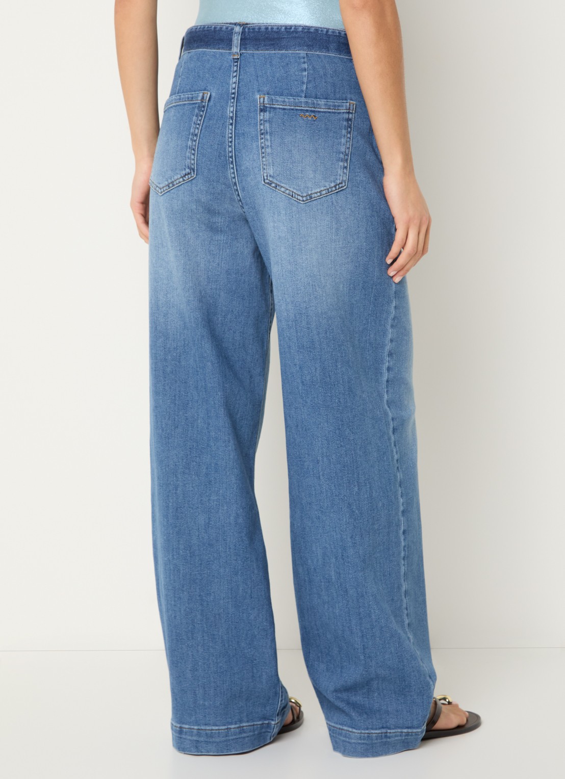 Summum High waist wide leg jeans met ceintuur  - achterkant 3 indigo