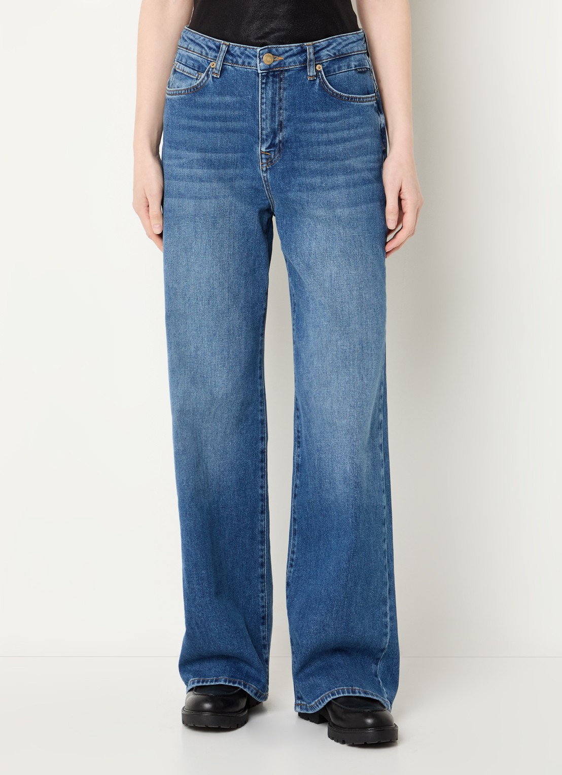 Summum Low waist straight fit jeans met medium wassing - detail 4 indigo