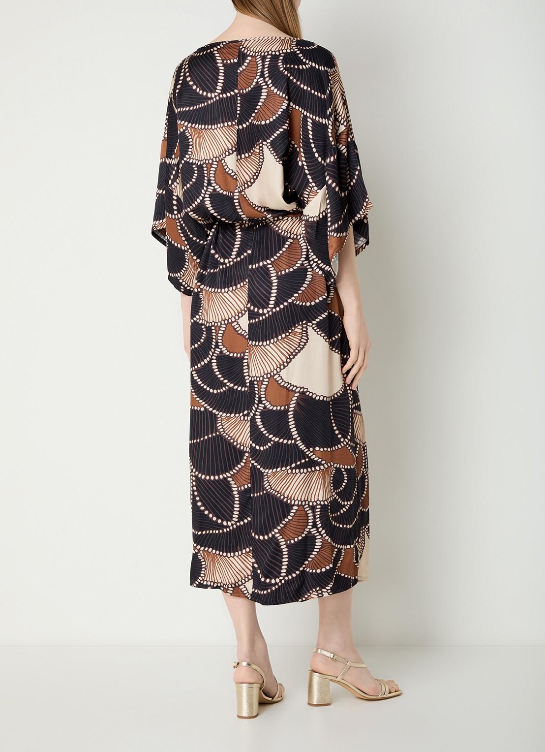Summum Maxi jurk met print en ceintuur - achterkant 4 bruin