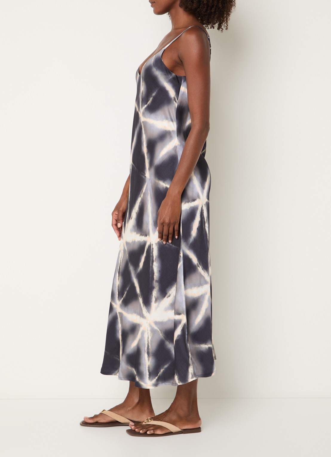 Summum Maxi jurk met tie-dye dessin en glanzende finish - voorkant 2 blauw